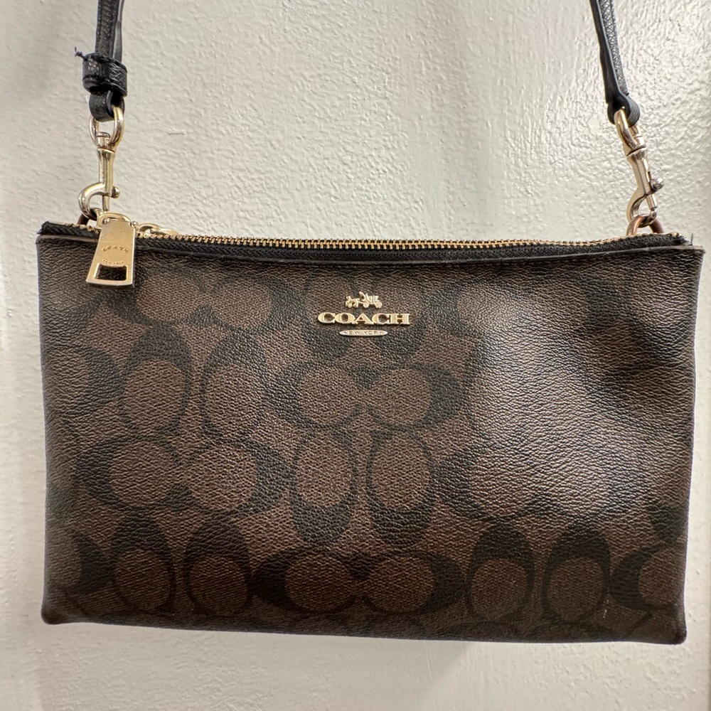Coach Dark Brown Signature Crossbody Bag